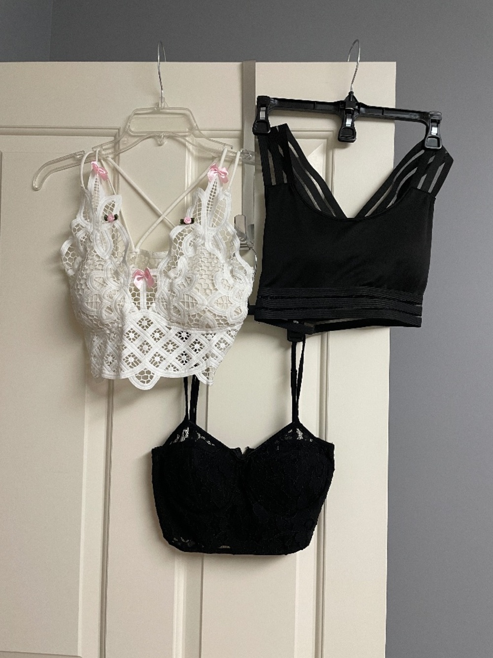 Crop Tops, Sports Bra, Lace White Black, S, Shein Forever 21 RomWe